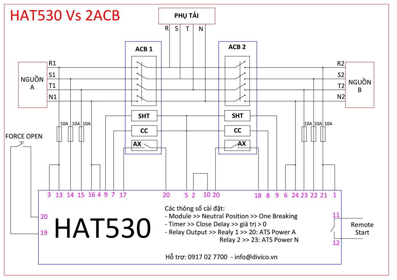 Sơ đồ đấu nối HAT530 với ACB